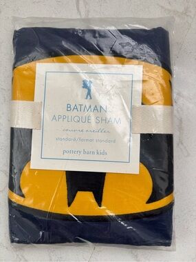Pottery Barn Kids Batman Appliqué Sham in Navy and Yellow
